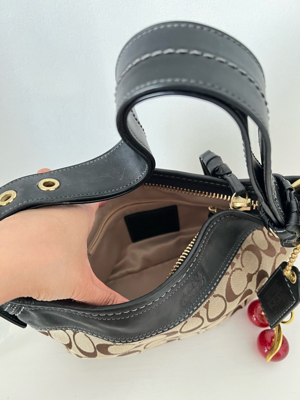 Coach Signature Canvas and Leather Shoulder Bag in Brown and Black - Picture 11 of 12